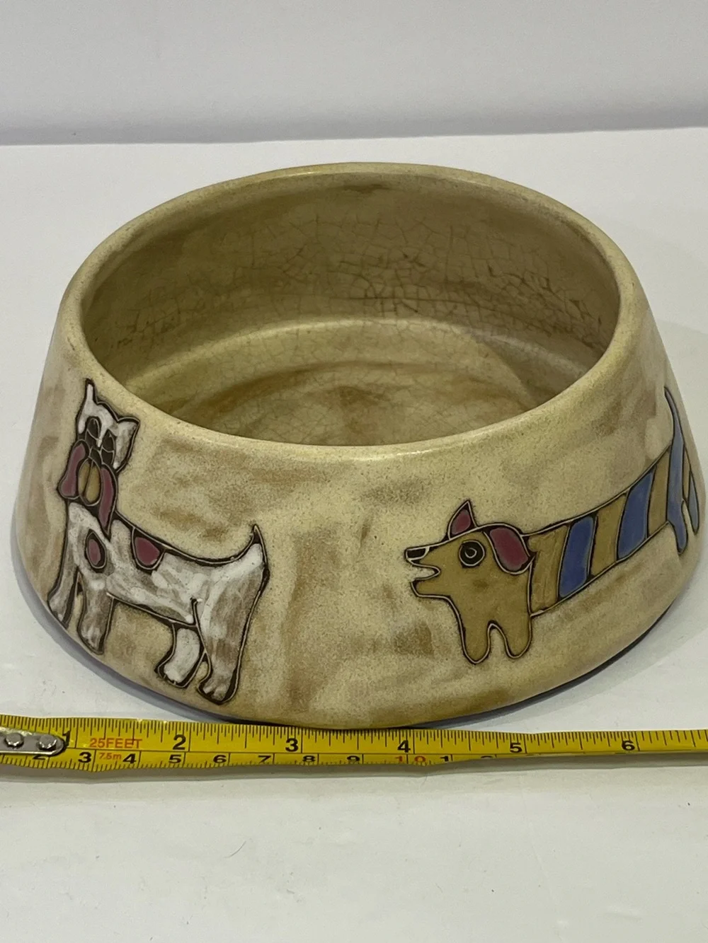 Mara Collection Handcrafted Ceramic Dog Bowl with Dog Graphics